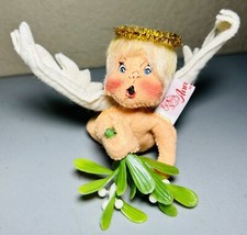 Vtg 1990 Annalee Doll 6 ngel Halo with Mistletoe Amazing Facial Expression