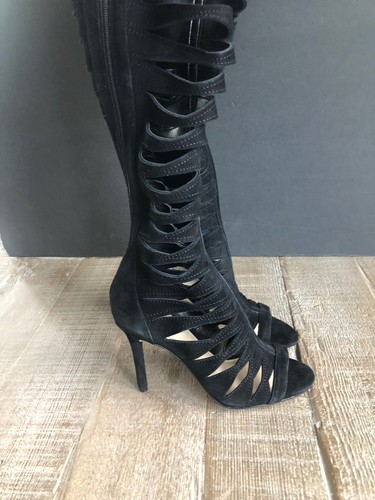 NEW VINCE CAMUTO Chaendra Strappy black suede Leather Tall Boots size 5.5 - Picture 6 of 7