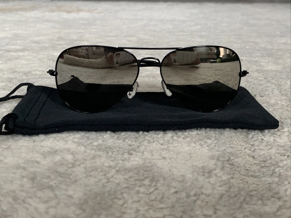 New Aqua Swiss AQS Unisex Mirrored Grey Aviator Sunglasses Made In Italy Foto 3 de 4