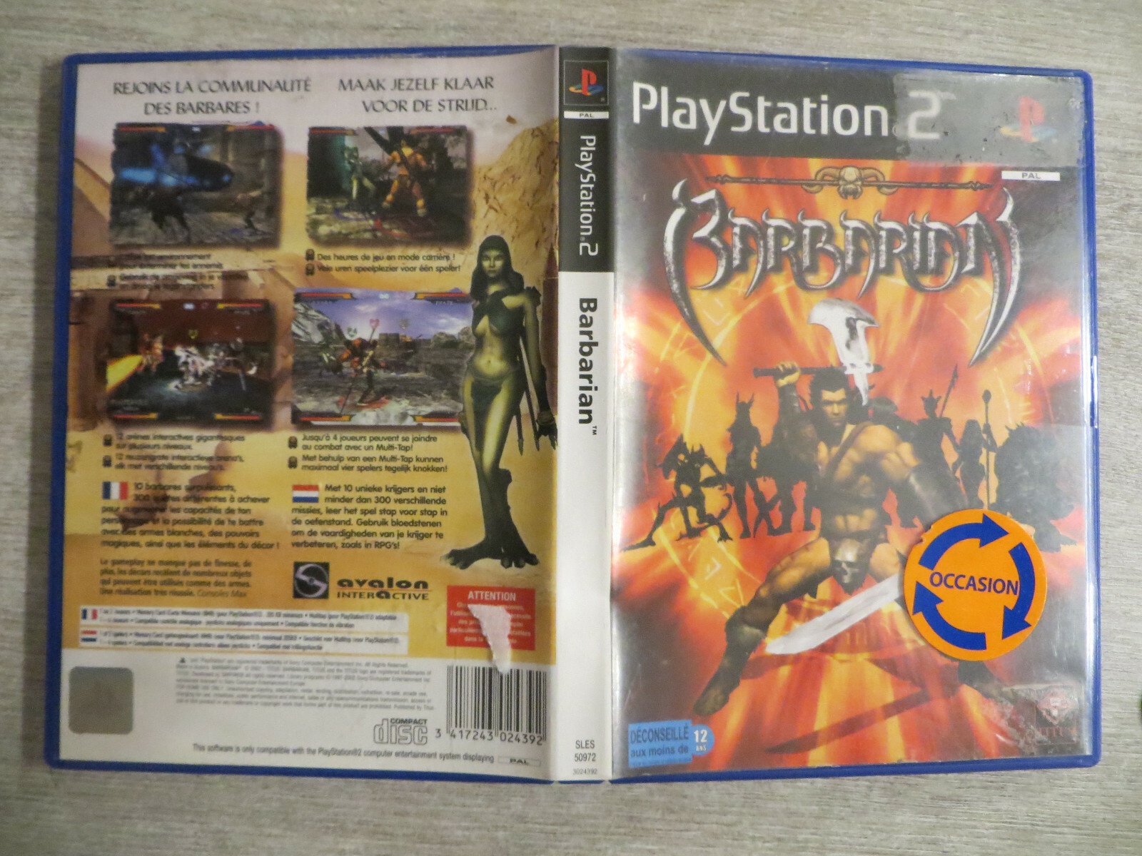 jeu ps2 barbarian occasion,complet