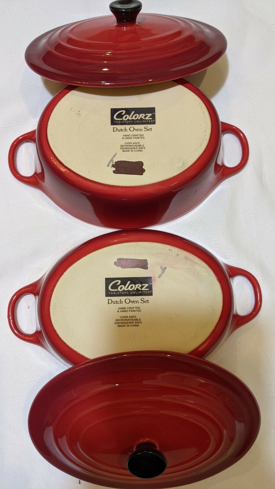 Set of 2 Colorz Tabletops Unlimited Red Dutch Oven eBay