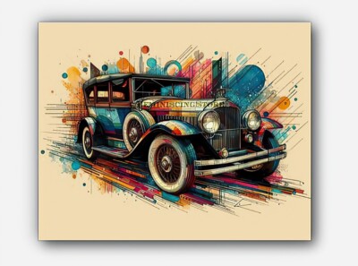 Vintage Car Cadillac V-63 1920s Picture art splashes of paint  #1 Reprint