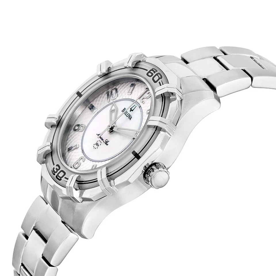 BULOVA Marine Star Womens Watch, White MOP Dial, Silver Stainless Steel Band - Image 3 of 4