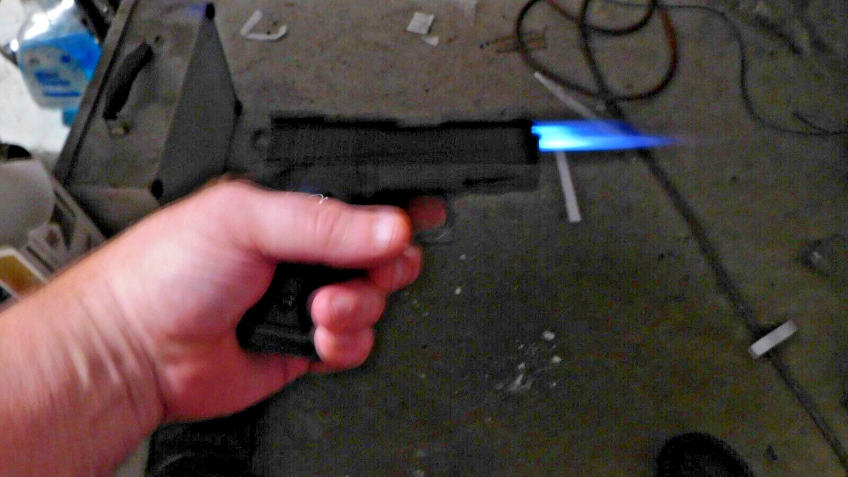 OPS-M.R.P. Cal .45 Gun Pistol Shape Slide Action Jet Torch Lighter