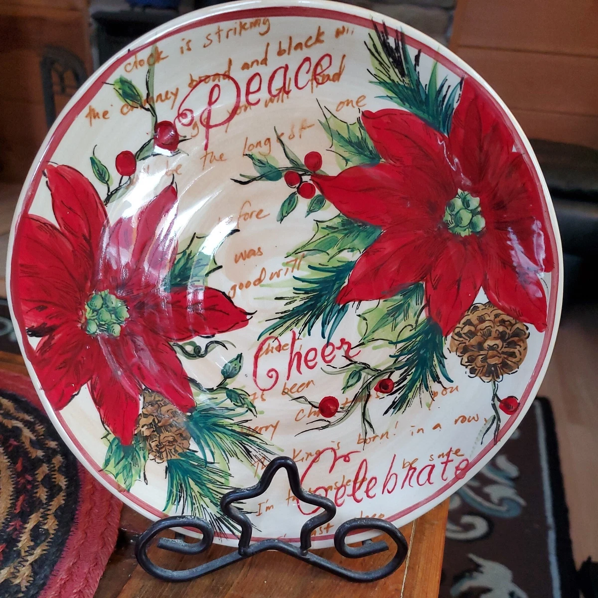 Maxcera Noel Side Appetizer Plate Christmas Poinsettia 8