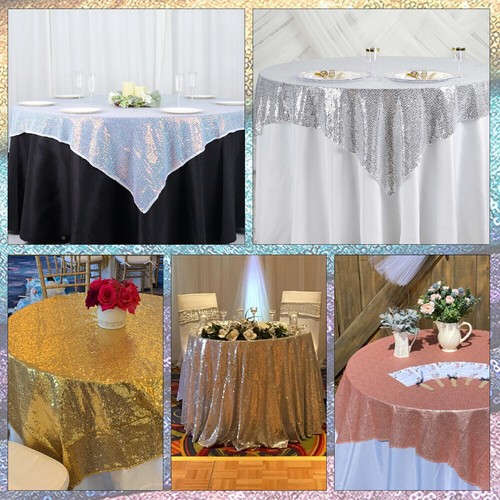 Glitter Sequin Tablecloth Overlay Table Cloth Cover Wedding Party Decorations UK - Picture 6 of 30
