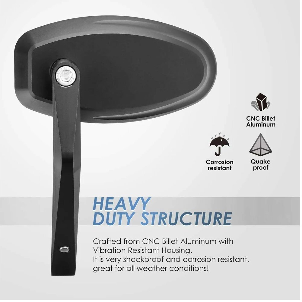 1 Pair 7/8" 22mm Motorcycle Rear View Handle Bar End Side Rearview Mirrors Black