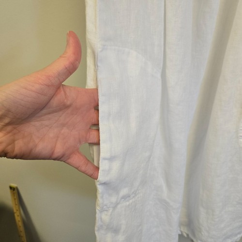 120% Lino Damen 40 XS Weiß Ärmellos Rüschen Leinen Kleid Made In Italy Pocke - Bild 4 von 9
