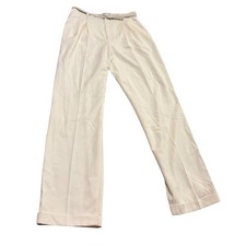 Ralph Lauren Purple Label Cream Wool Pleated Belted Trousers Sz 10 Made in Italy