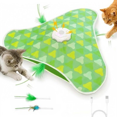 Suntomo Interactive Cat Toy Mat: Hide & Seek, Feather, Bird Sound, USB