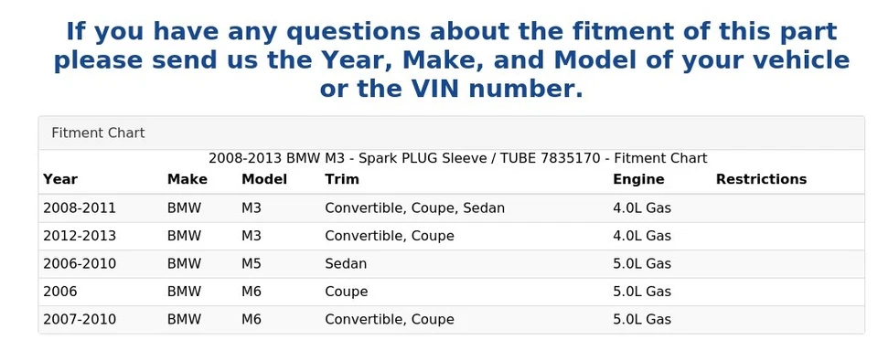 BMW M3 2008-2013 - manguito bujía/tubo 7835170 Foto 4 de 4