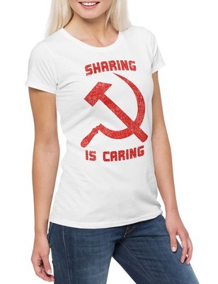 Sharing Is Caring Damen T-Shirt Sozialismus Socialist Socialism Teilen Links
