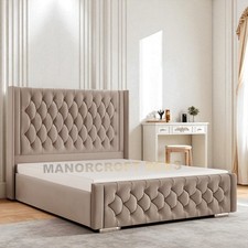 Ottoman Bed Winged Plush Velvet New York  Storage Double & King Size Bed