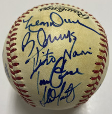 1985 Chicago Cubs Team Signed Baseball Ron Cey Joe Carter Lee Smith Jenkins +++