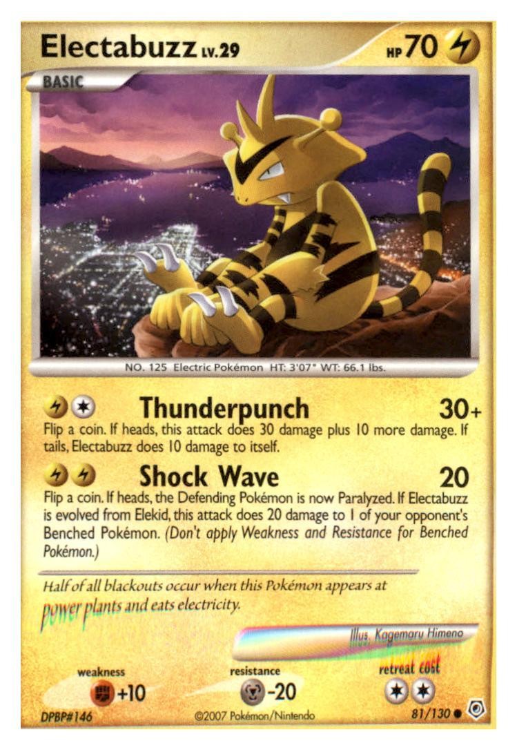 Electabuzz 81/130 Common Diamond & Pearl Pokemon Lightly Played