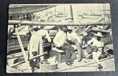 Postcard: Black and White Guitar  ~ The Fisherman's Sunday