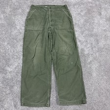 Vintage 60s US Military Vietnam Trousers Mens 34x31 Green Type 1 Sateen OG-107
