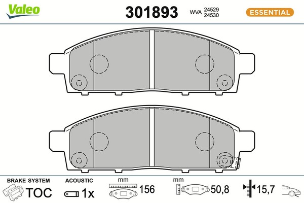 Bremsbelagsatz Scheibenbremse Essential Valeo 301893 FüR Mitsubishi Triton L200-image