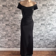 Sequin Bardot Off Shoulder Scrunch Bottom Prom Evening Gala Party Dress Size 16