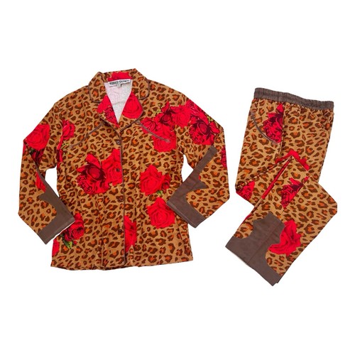 Rodeo Quincy Leopard Rose Pyjama Flanell Western Pj’s Damen Large
