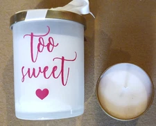 NEW CVS 1-Wick Frosted Glass Candle - Too Sweet With Gold-Tone Lid & Vanilla