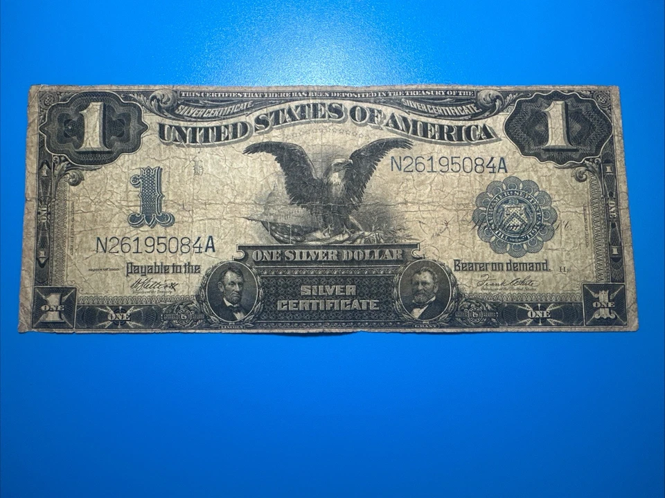 1899 $1 Black Eagle One Dollar Silver Certificate Large Size US Currency (009) - Image 2 of 4