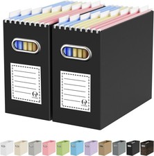 File Organizer Box, Portable Collapsible Cardboard File Folder Organizer with