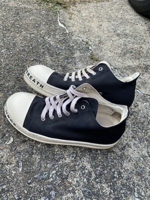 Rick Owens DRKSHDW Men's Black/White Low Top Lace-Up Athletic Sneakers