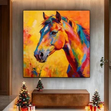 Handpainted Oil Painting Animal Horse On Canvas Modern Art Home Wall Decor
