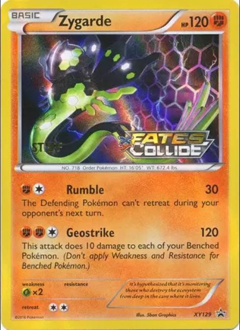 ZYGARDE XY129 FATES COLLIDE PROMO POKEMON (STAFF PRE RELEASE PROMO, NM)