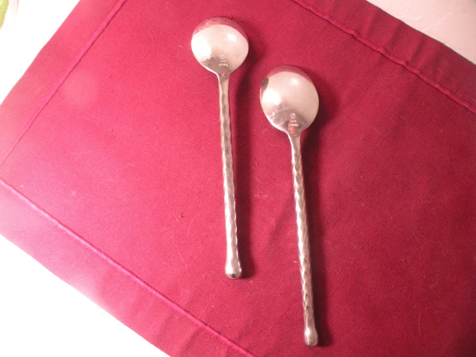 2 colheres de sopa ovais configurações gourmet CORAÇÕES DE PRATA ponta de bola de aço inoxidável 7 1/2" - Imagem 4 de 4