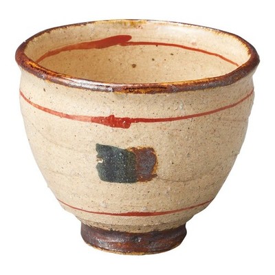 Shigaraki Yaki Yunomi Tea Cup Japanese Pottery Gosu Akae Blue Red Hand-painted N