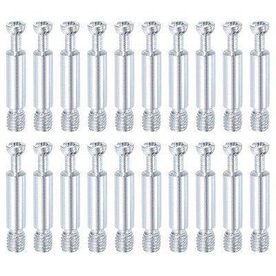 45Pcs 35mm Furniture Connecting Fittings Thread Bolts Dowels Screws Silver