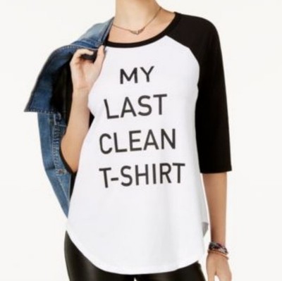 Cold Crush Juniors 3/4 Sleeve Graphic Tee (My Last Clean T-Shirt, Small)