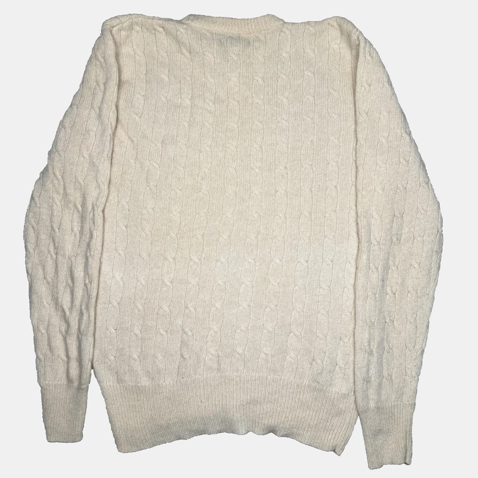 Suéter De Colección Abercrombie & Fitch Para Hombres Mediano Crema Cachemira Tejido por Cable Años 90 Foto 2 de 4