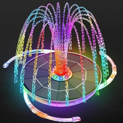 Solar Springbrunnen LED 6,5W 3000mAh Akku Garten Teich Vogelbad Buntes Licht