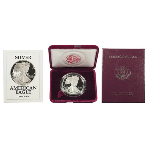 1991-S $1 1-oz Proof American Silver Eagle w/ Box, OGP &COA