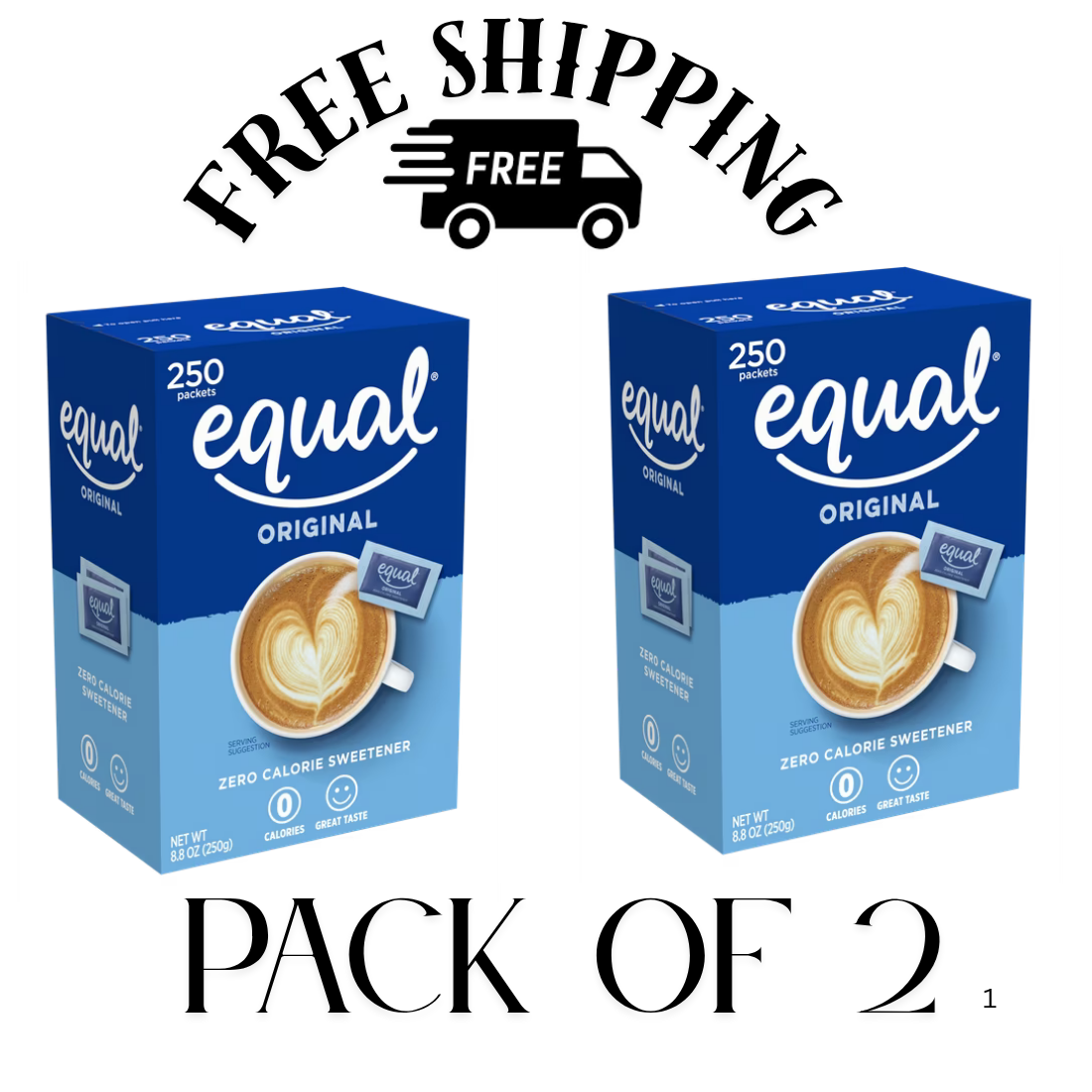 (PACK OF 2) Equal Coffee and Tea Sweetener Free Sweetener, 250ct