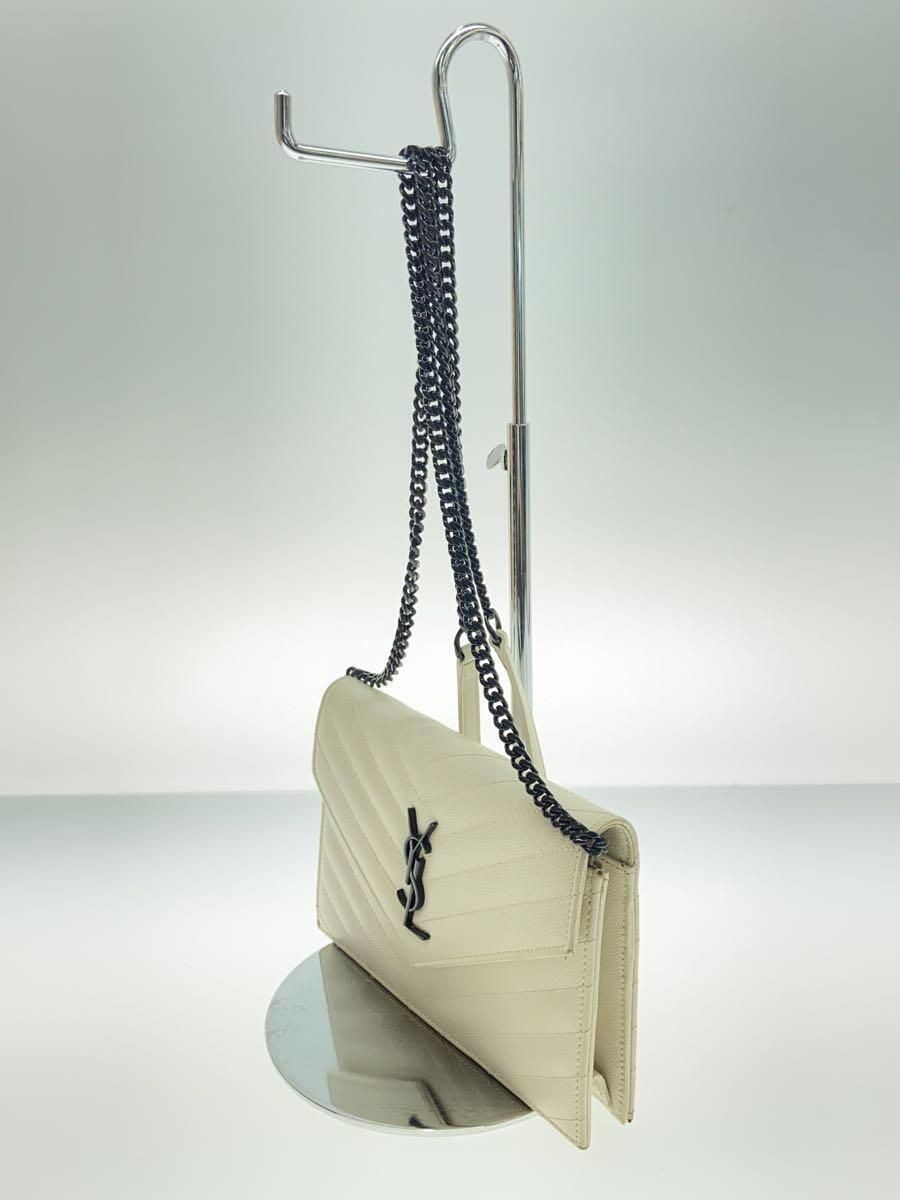 Borsa a tracolla SAINT LAURENT catena portafoglio pelle materassé bianco 3953 0116 usata
