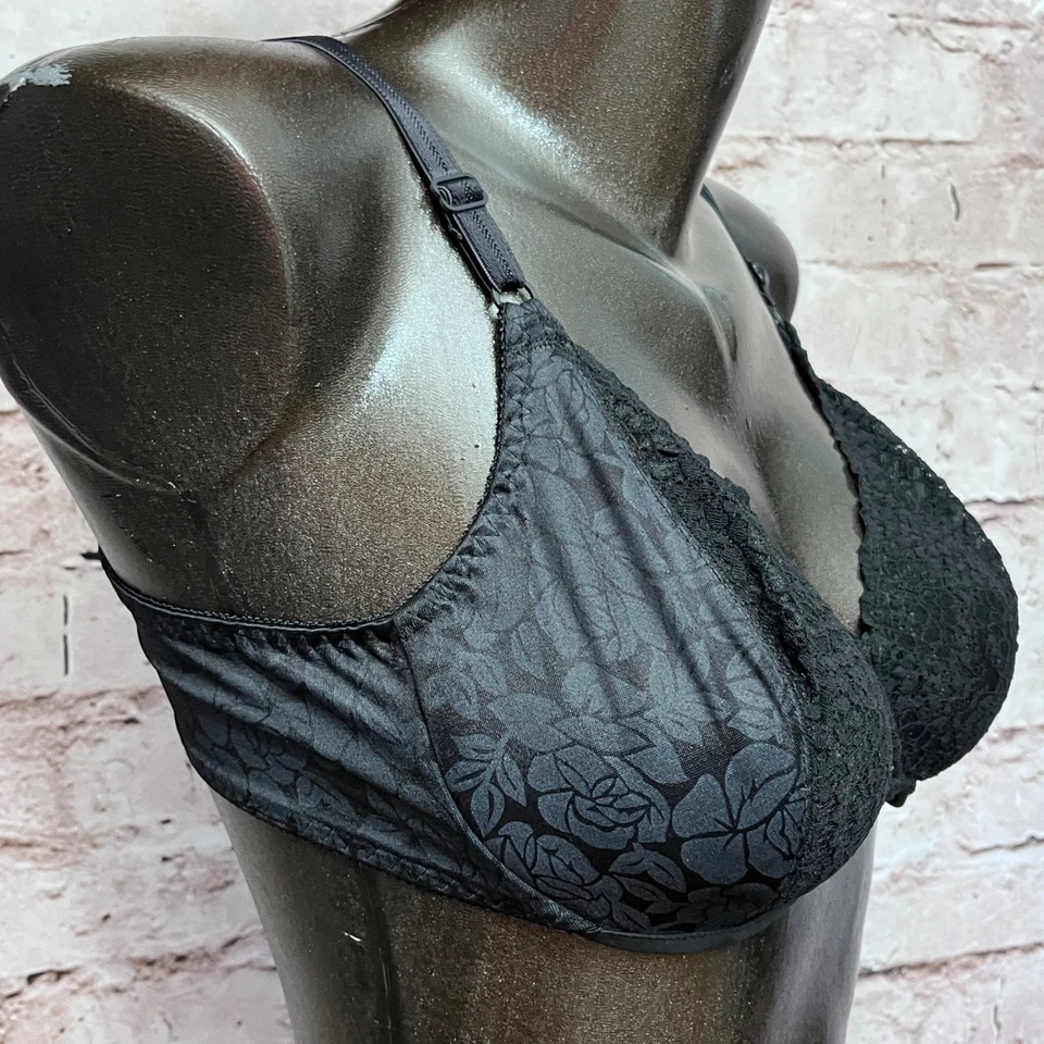 Sujetador Playtex Secrets Vintage 36B sin forro de encaje transparente con aros negro Foto 4 de 4