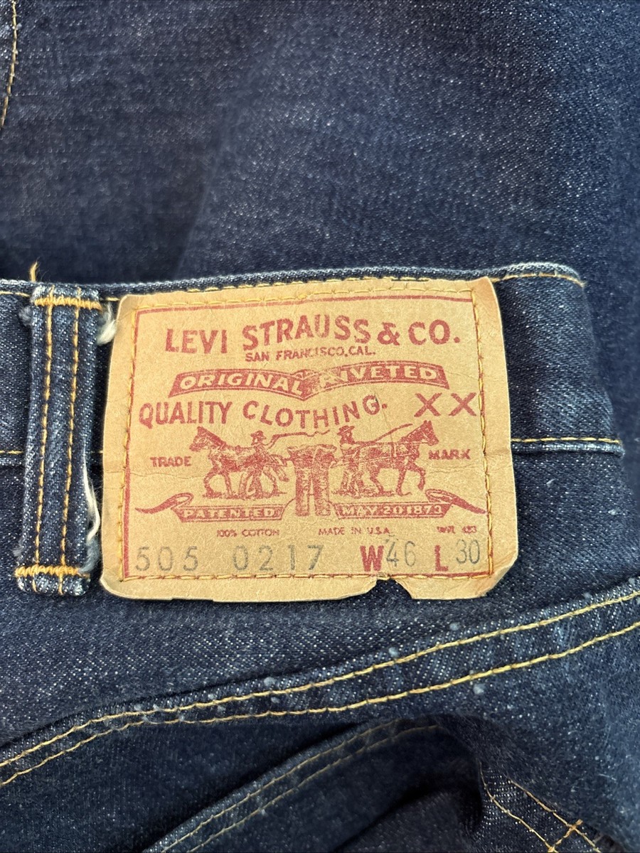 Vtg 60s Levi's Big E 505 0217 Selvedge Denim Redline Jeans 46x30