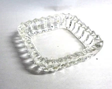 Vintage Ashtray Jagged Edge Heavy Clear Glass  Mid Century Modern MCM 5.5 Inches