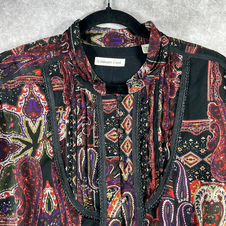 Blusa Coldwater Creek para mujer XL/18 multicolor cachemira boho artística hippie gitana Foto 2 de 4