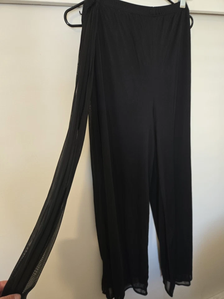 Studio 1940 Chiffon Palazzo Black Pants 18/20 Elastic Waist Lined Career Evening - Image 2 of 4
