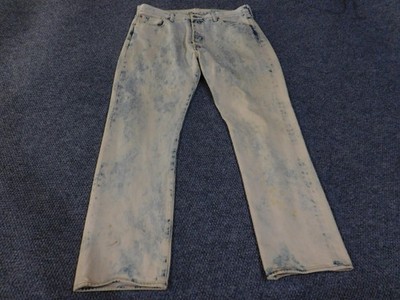 Levis 501 Jeans Mens 36x30 Bleach Stain White Acid Wash Straight Leg Button Fly