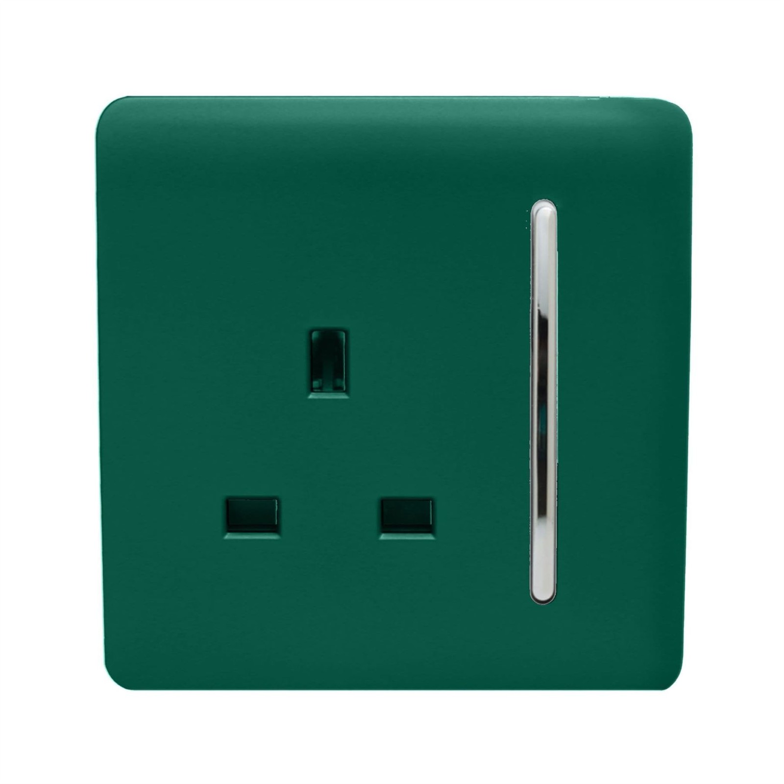 Trendi 1 Gang Modern Glossy 13 Amp Switched Tactile Plug Socket Dark Green