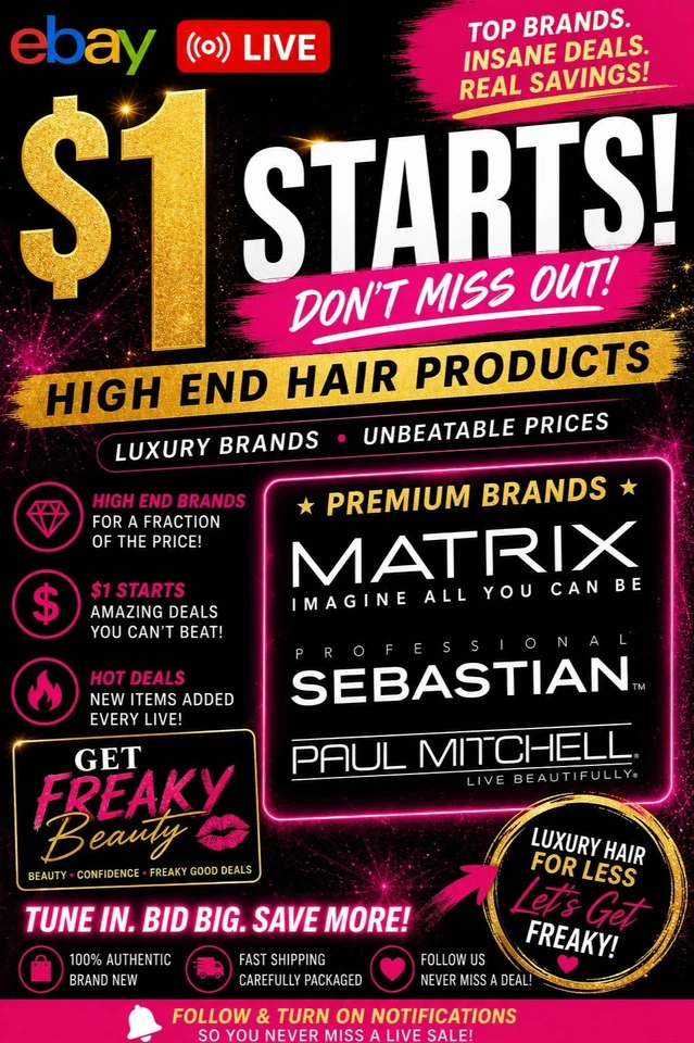 $1.00 Auctions On All Professional Hair Care Products.