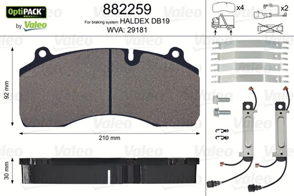 Bremsbelagsatz Scheibenbremse Optipack Valeo 882259 FüR Renault Midlum-image