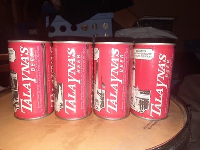 4 TALAYNA'S BEER/PITTSBURGH EMPTY B/O 12 OZ PULL TAB CRIMPED STEEL BEER CANS