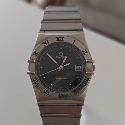 OMEGA Constellation Quarz Armbanduhr Edelstahl silber/schwarz Datum